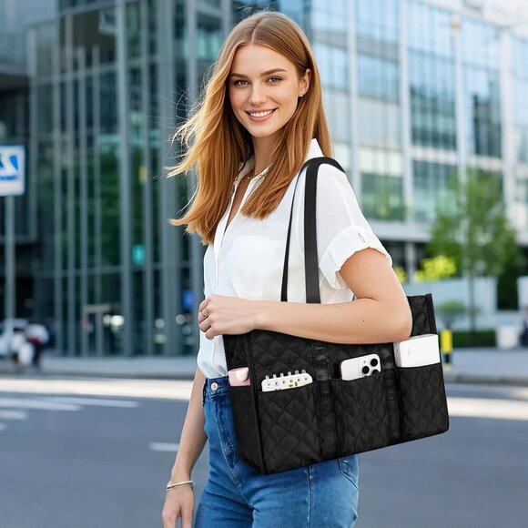 Water Resistant Tote Bag Nylon 17 Pockets Zipper Closure Work School Nurse - Picture 7 of 7